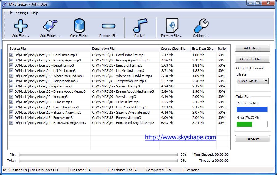 Mp3Resizer 2.2.1 software screenshot