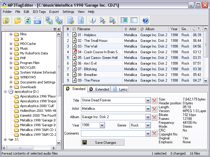 MP3TagEditor 2.08 software screenshot