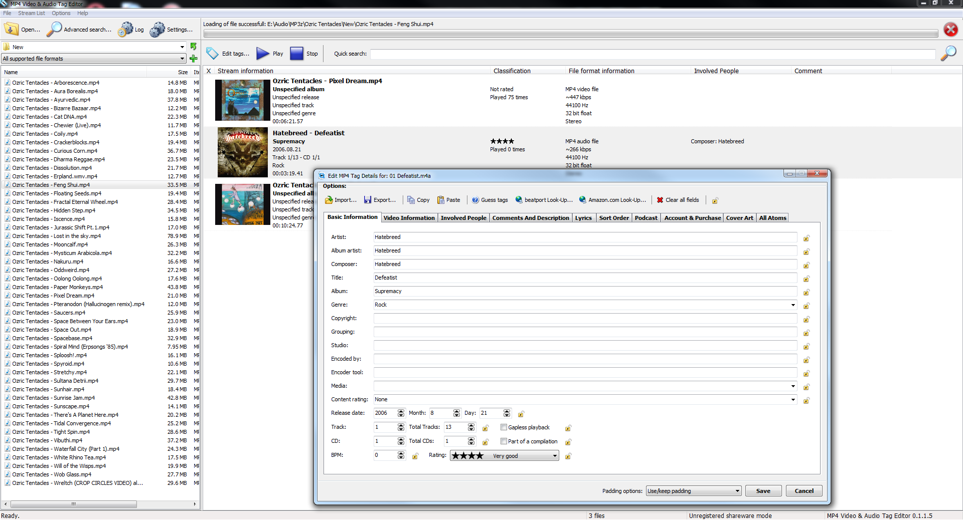 MP4 Video & Audio Tag Editor 1.0.53.65 software screenshot