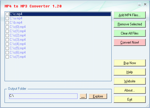 MP4 to MP3 Converter 1.2 software screenshot