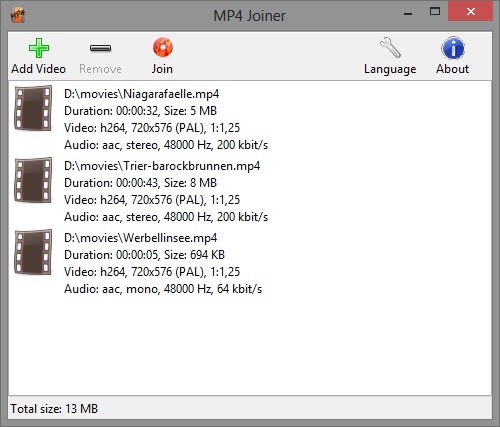 MP4Joiner 2.0 software screenshot