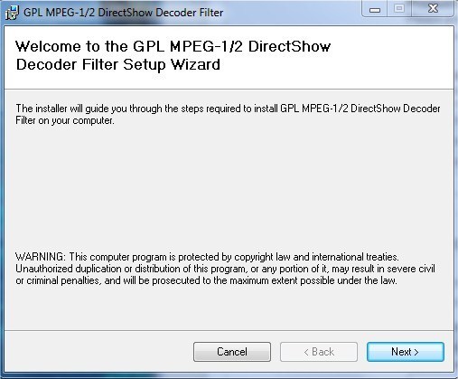 MPEG DirectShow Decoder  software screenshot