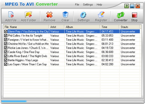 MPEG To AVI Converter 1.00 software screenshot