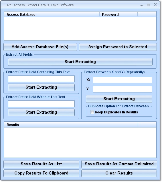 MS Access Extract Data & Text Software 7.0 software screenshot