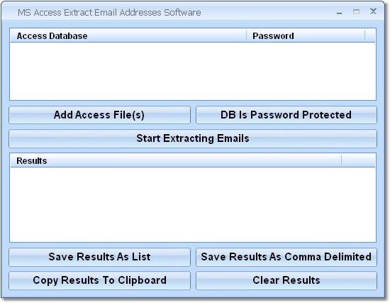MS Access Extract Email Addresses Software 7.0 software screenshot