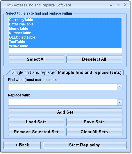 MS Access Find and Replace Software 7.0 software screenshot