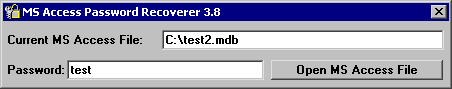MS Access Password Recoverer 3.8 software screenshot