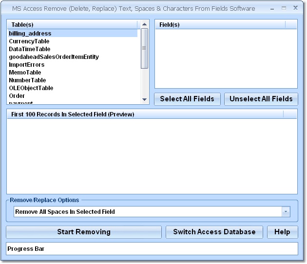 MS Access Remove (Delete, Replace) Text, Spaces & Characters From Fields Software 7.0 software screenshot