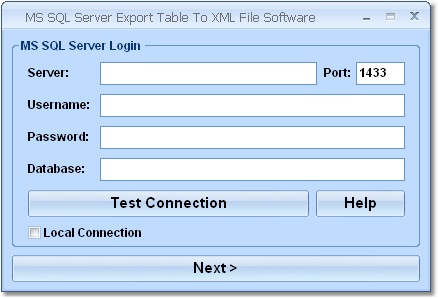 MS SQL Server Export Table To XML File Software 7.0 software screenshot