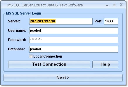 MS SQL Server Extract Data & Text Software 7.0 software screenshot