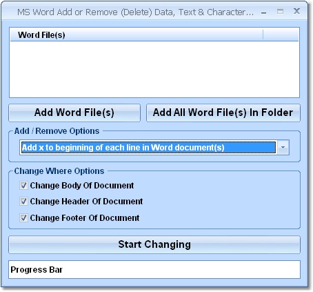 MS Word Add or Remove (Delete) Data, Text & Characters Software 7.0 software screenshot