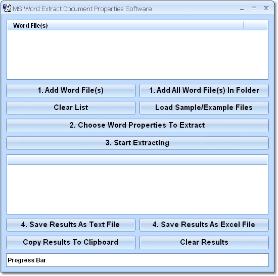 MS Word Extract Document Properties Software 7.0 software screenshot