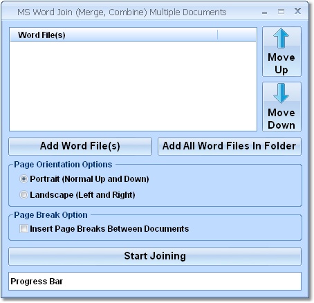 MS Word Join (Merge, Combine) Multiple Documents Software 7.0 software screenshot