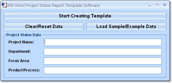 MS Word Project Status Report Template Software 7.0 software screenshot