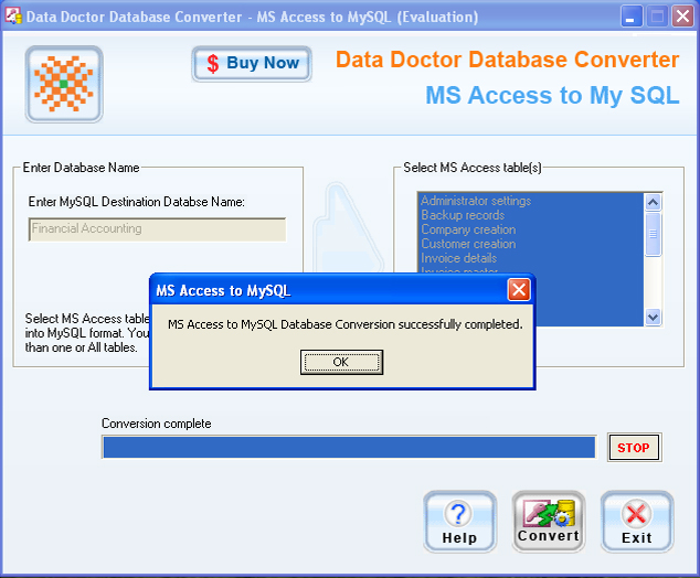 MSAccess Database to MySQL 2.0.1.5 software screenshot