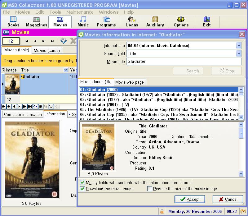 MSD Collections 2.20 software screenshot