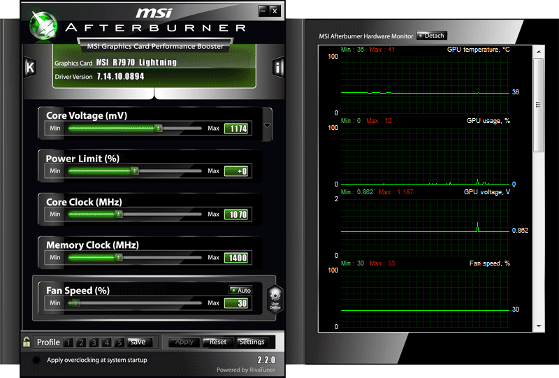 MSI Afterburner 4.3.0.9267 software screenshot