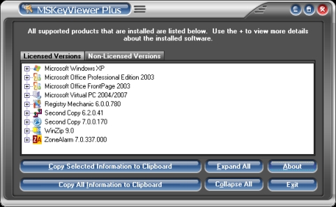 MSKeyViewer Plus 2.5.0 software screenshot