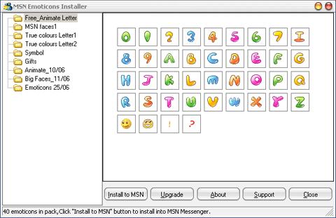 MSN Emoticons Installer 1.2 software screenshot