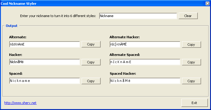 MSN Nickname Maker 1.0 software screenshot