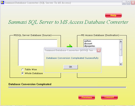 MSSQL to Access Database File Converter 5.0.1 software screenshot