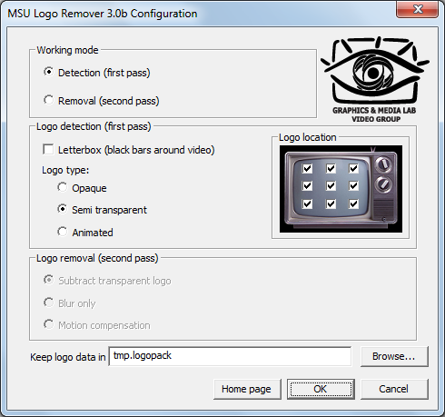 MSU Logo Remover VirtualDub Video plugin 3.0b software screenshot