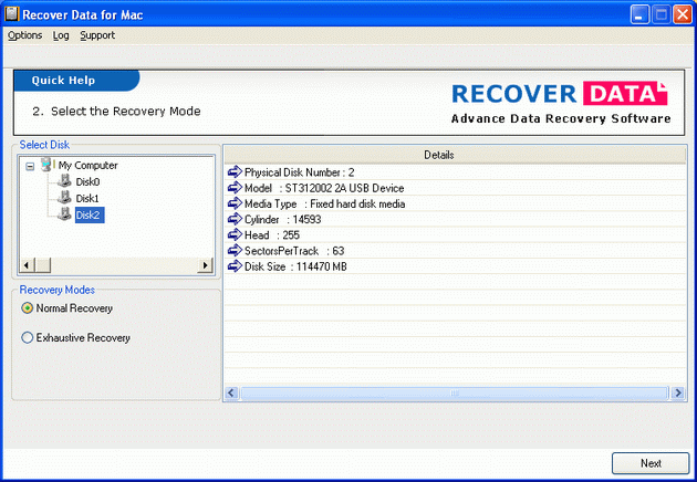 Mac Hard Drive Data Recovery Software 2.1 software screenshot