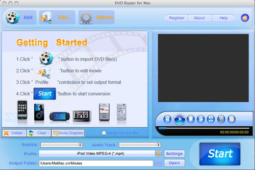 MacVideo DVD Ripper 2.8.0.19 software screenshot