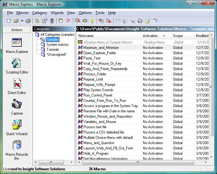 Macro Express 3.10b software screenshot