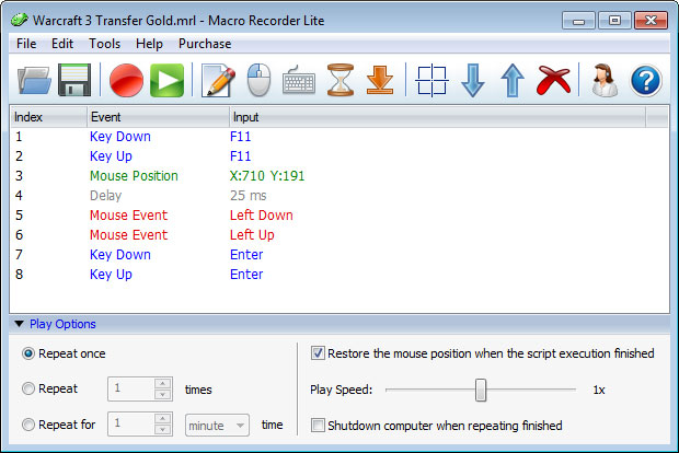 Macro Recorder Lite 4.1.0.8 software screenshot