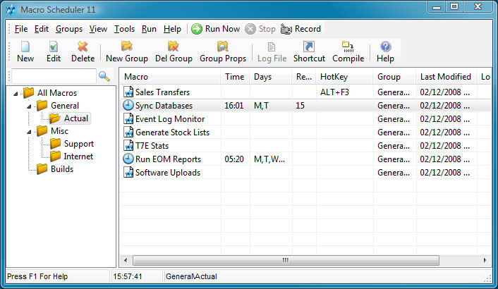 Macro Scheduler 14.3.09e software screenshot