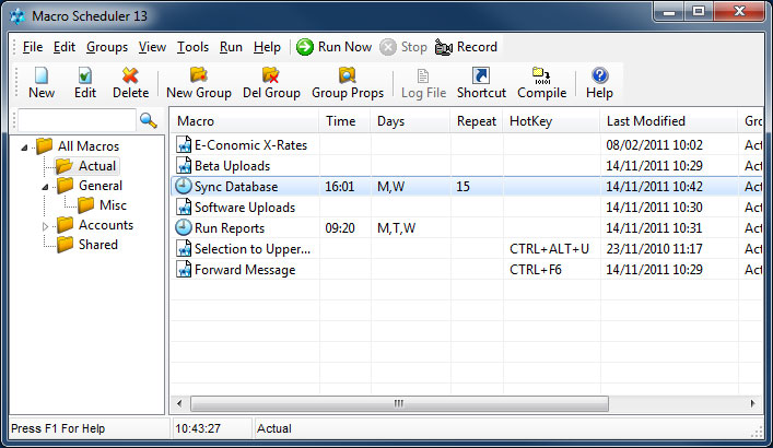 Macro Scheduler Lite 14.3.09e software screenshot