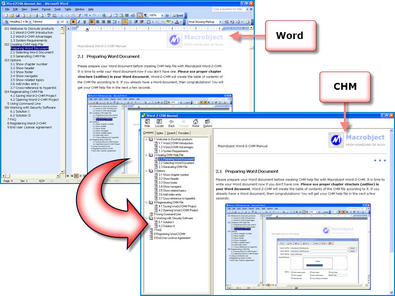 Macrobject Word-2-CHM Converter 2007 2007.13.912.651 software screenshot