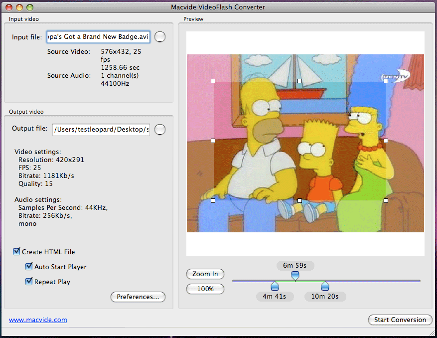 Macvide VideoFlash Converter 2.9.13 software screenshot
