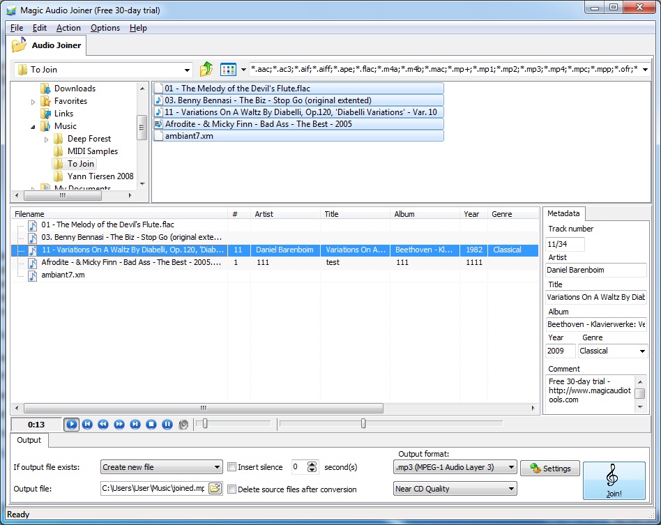Magic Audio Joiner 2.3.11 software screenshot