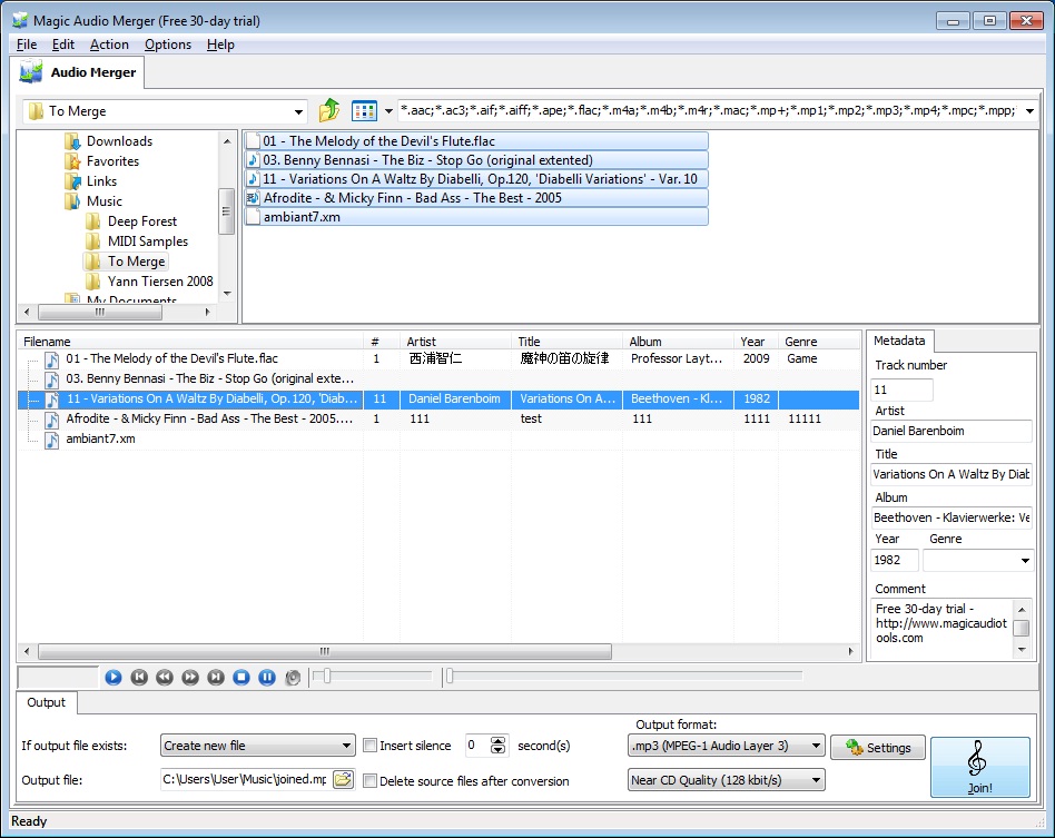 Magic Audio Merger 2.6.16.1276 software screenshot