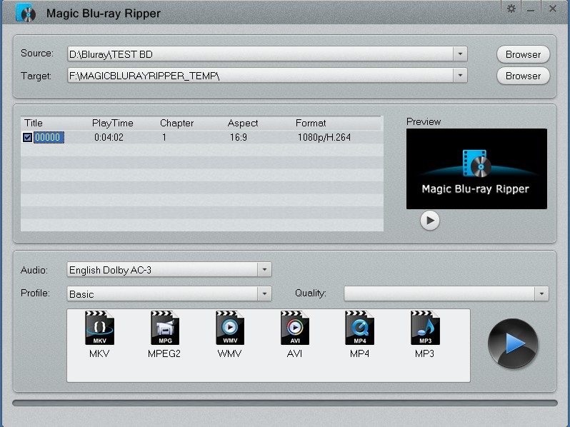 Magic Blu-ray Ripper 2.2.0 software screenshot