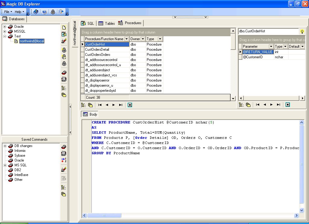 Magic DB Explorer 2.5.1 software screenshot