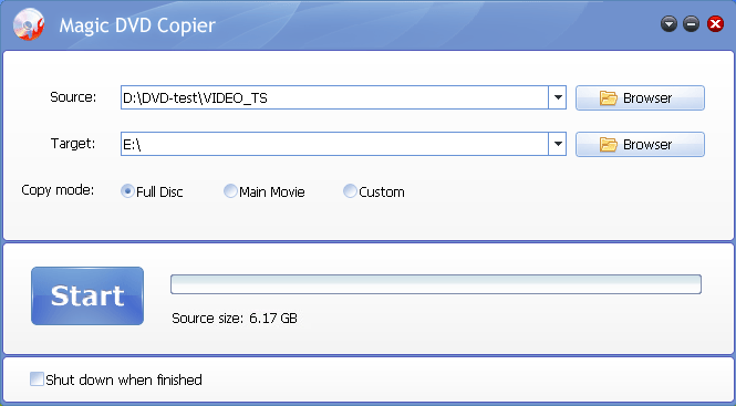 Magic DVD Copier 9.0.1 software screenshot