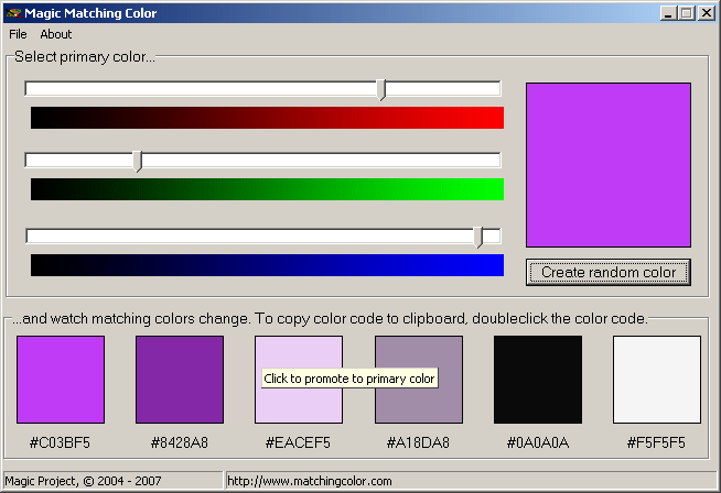 Magic Matching Color 1.3 software screenshot