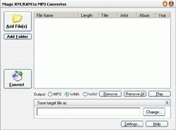 Magic RM RAM to MP3 Converter 3.72 software screenshot