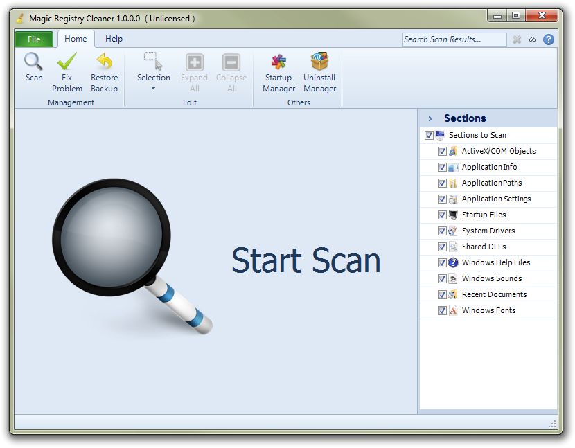 Magic Registry Cleaner 1.6.0.0 software screenshot