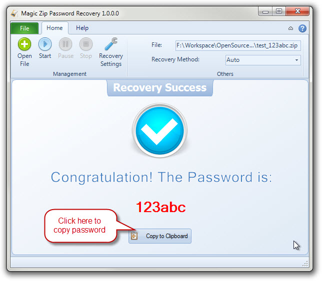 Magic Zip Password Recovery 1.4.0 software screenshot