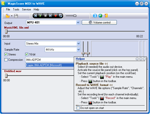 MagicScore MIDI to WAV 2.510 software screenshot