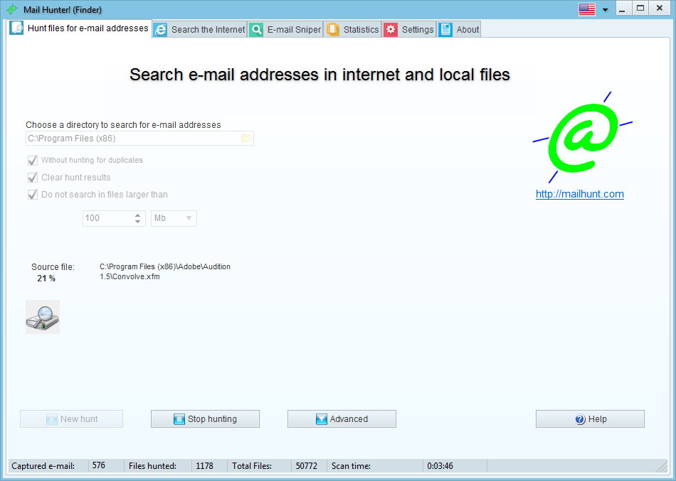 Mail Hunter 2.950 software screenshot
