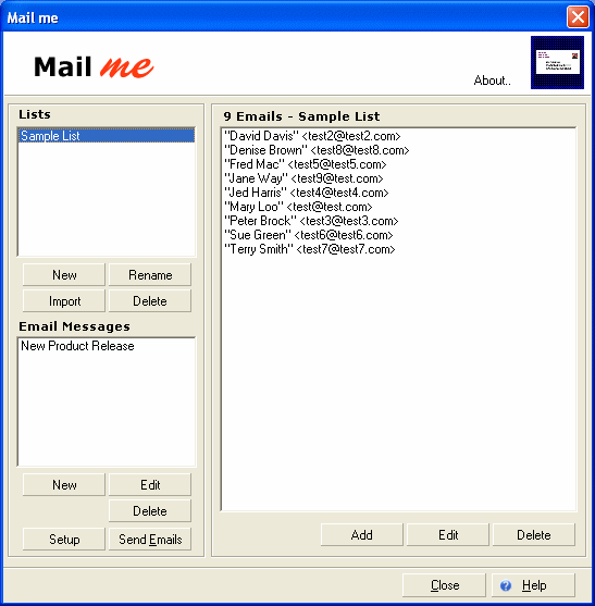 Mail me 3.00 software screenshot