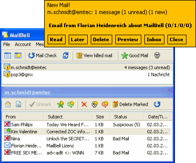 MailBell 2.62 software screenshot