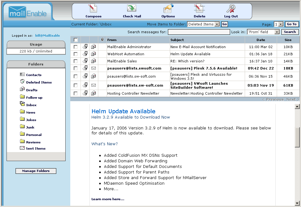 MailEnable Professional 9.74 software screenshot