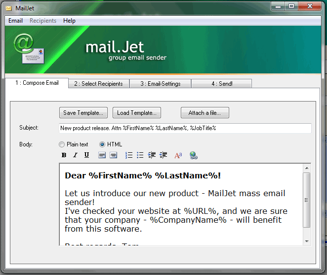 MailJet 3.0 software screenshot