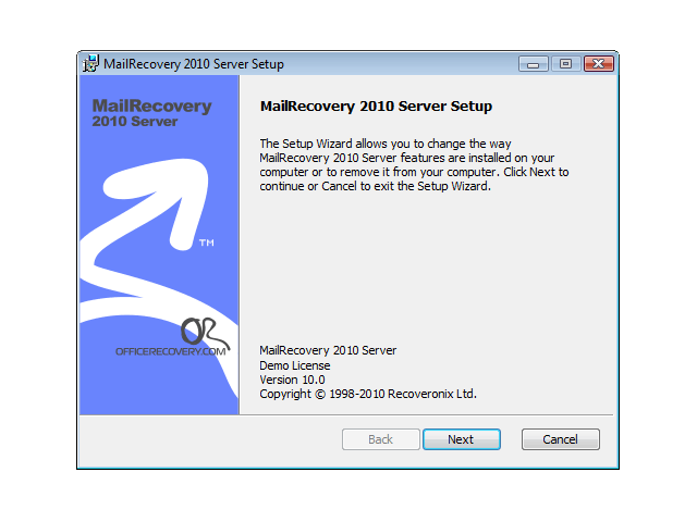 MailRecovery Server 2010.1014 software screenshot
